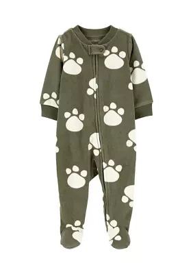 Baby Girls Microfleece Printed Footie Pajamas