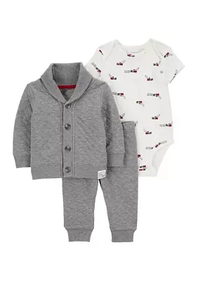 Baby Boys 3 Piece Cardigan Set