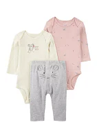 Baby Girls 3 Piece Bodysuit Set