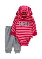 Baby Boys Hooded Bodysuit and Pants Set