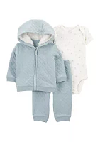 Baby Girls 3 Piece Quilted Jacket Set