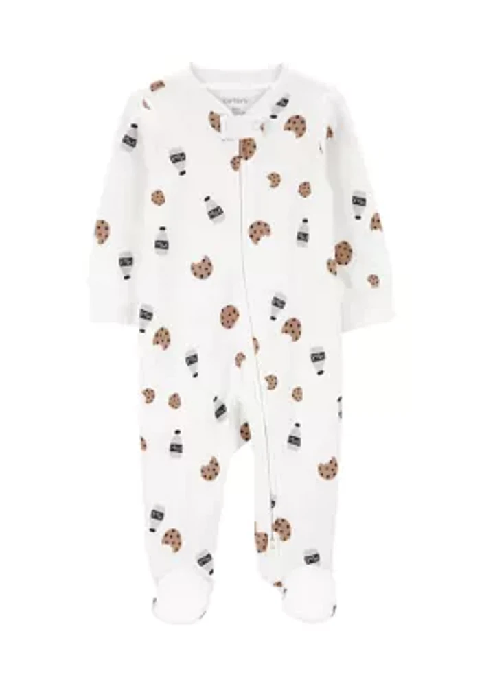 Baby Cookies Printed Sleep and Play Footie Pajamas