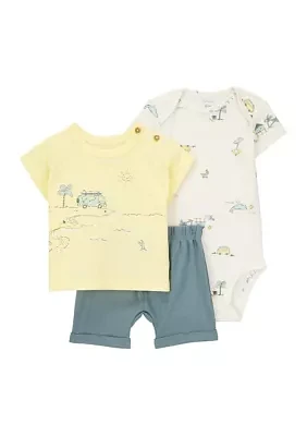 Baby Boys Three Piece Shirt and Bodysuit Set