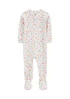 Baby Girls Floral Printed Footie Pajamas