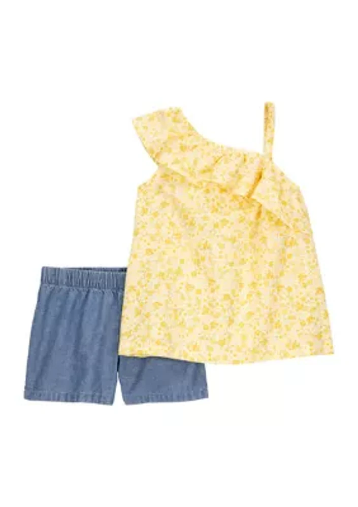 Baby Girls Floral Printed Top and Shorts Set