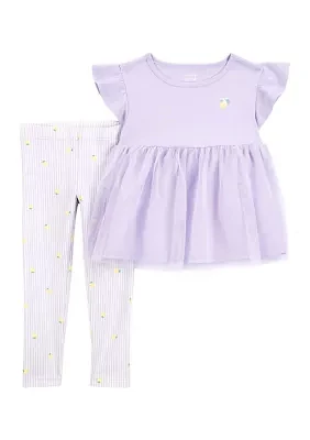 Baby Girls Tulle Top and Printed Leggings Set