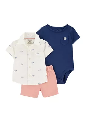 Baby Boys 3 Piece Polo & Bodysuit Set