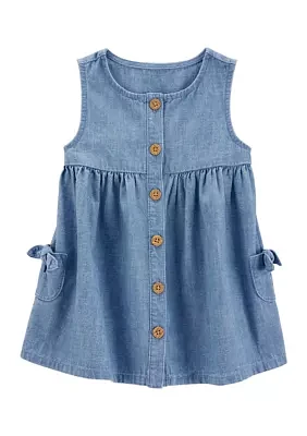 Baby Girls Sleeveless Dress with Bloomer