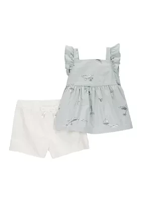 Baby Girls Printed Tank Top and Shorts Set