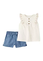 Baby Girls Flutter Tank Top and Shorts Set