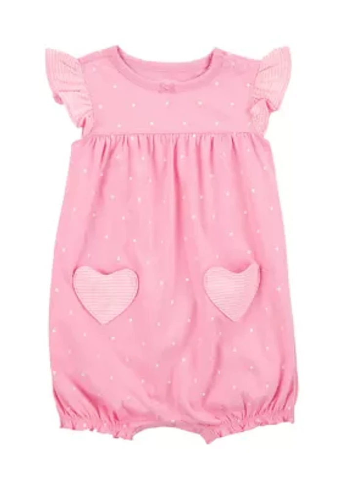 Baby Girls Heart Pocket Romper