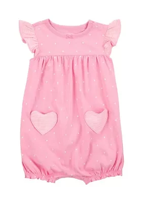 Baby Girls Heart Pocket Romper