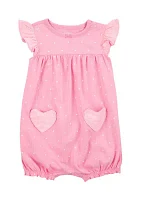 Baby Girls Heart Pocket Romper