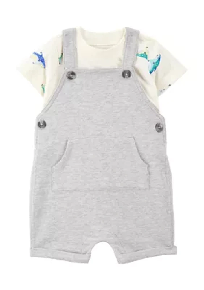 Baby Boys Printed Shortalls Set