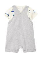 Baby Boys Printed Shortalls Set