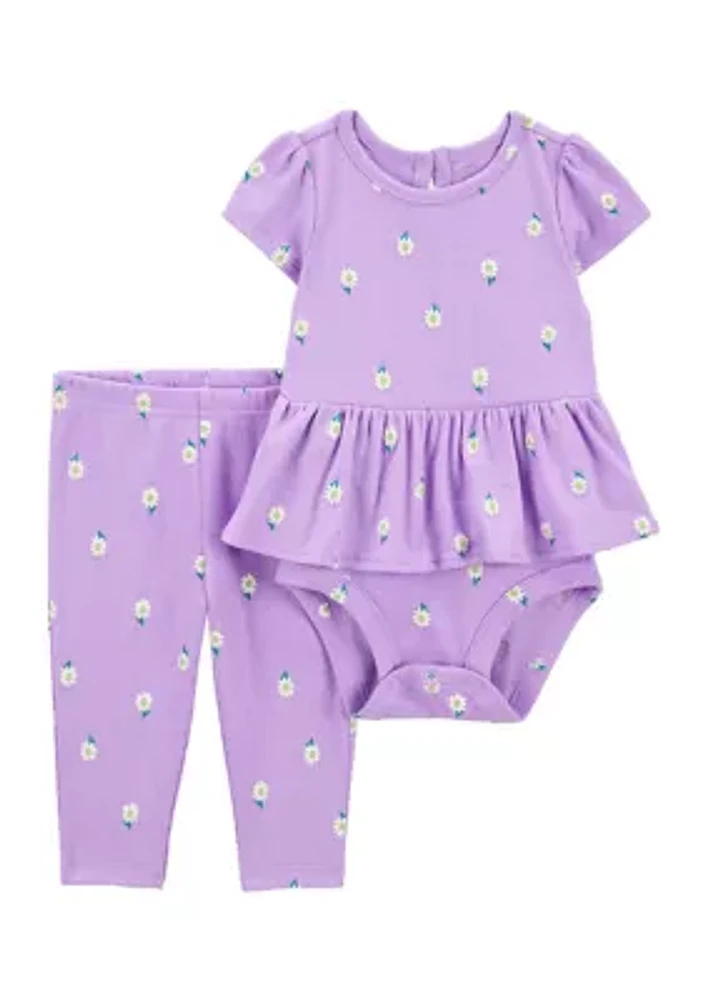 Baby Girls Floral Printed Bodysuit Set