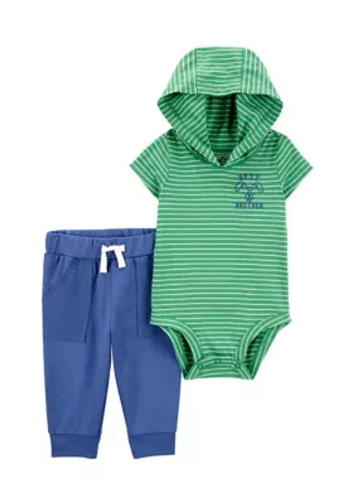 Baby Boys Hooded Bodysuit and Pants Set