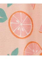 Baby Girls Orange Printed Footie Pajamas