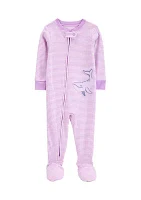 Baby Girls Stripe Whale Footie Pajamas