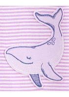 Baby Girls Stripe Whale Footie Pajamas