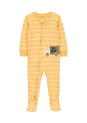 Baby Boys Stripe Truck Footie Pajamas