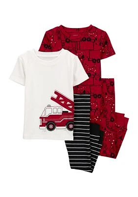 Toddler Boys Firetruck Printed Pajama Set