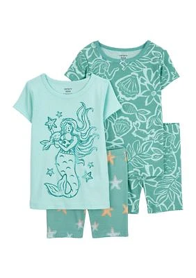 Toddler Girls Mermaid 4 Piece Pajama Set