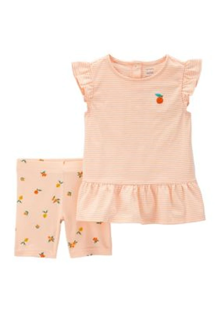 Toddler Girls Short Sleeve Tangerine Shorts Set