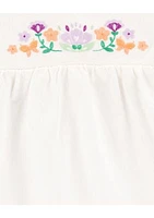 Toddler Girls Short Sleeve Floral Embroidered Top