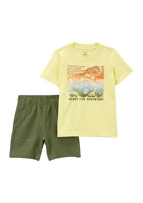 Toddler Boys Short Sleeve Monster Truck Graphic T-Shirt and Shorts Set