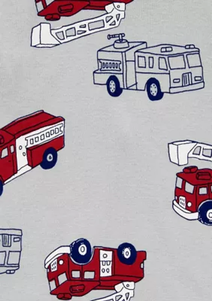 Toddler Boys Fire Truck 4 Piece Pajama Set