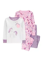 Toddler Girls Unicorn Printed Pajama Set