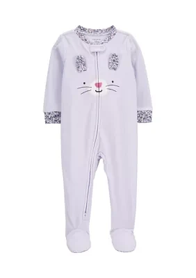 Toddler Girls Bunny Fleece Footed One Piece Pajama