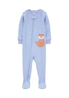 Toddler Girls Fox Appliqué Footie Pajamas