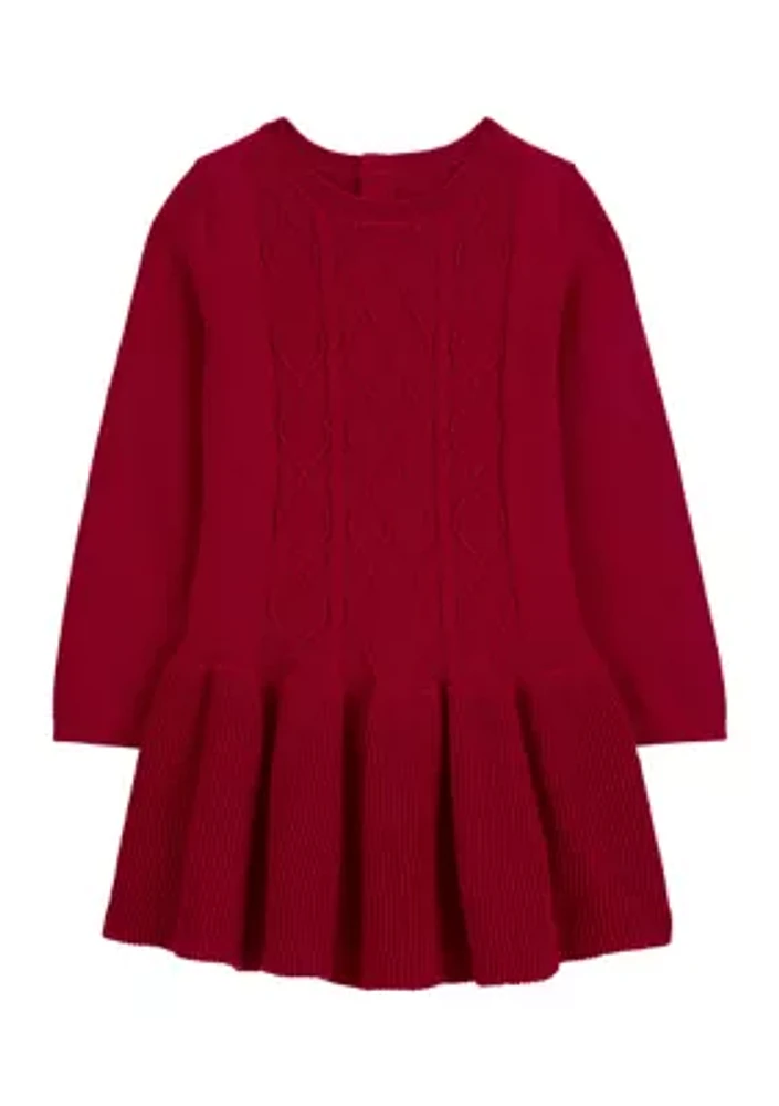 Toddler Girls Cable Knit Sweater Dress