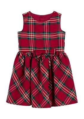 Toddler Girls Plaid Printed Woven Dress