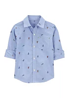 Toddler Boys Dinosaur Printed Button Down Shirt