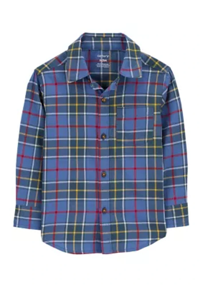 Toddler Boys Plaid Printed Shirt