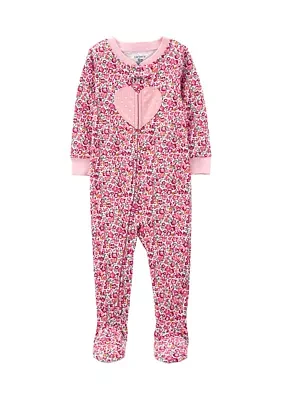 Toddler Girls Heart Appliqué Footie Pajamas