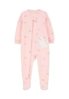 Toddler Girls Printed Fleece Footie Pajamas