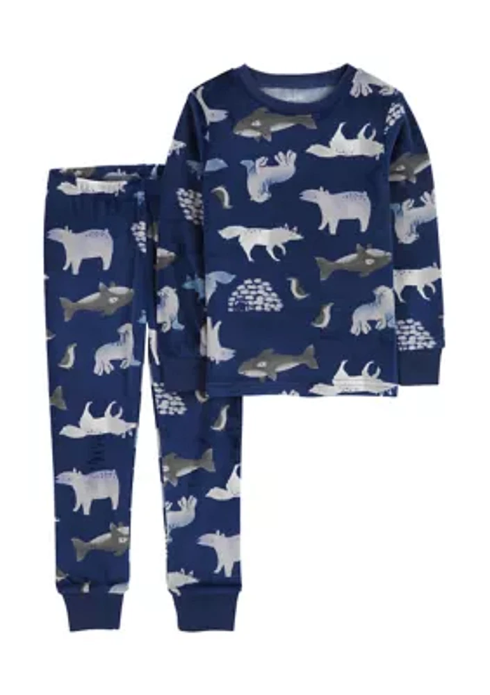 Toddler Boys 2 Piece Animal Printed Pajama Set