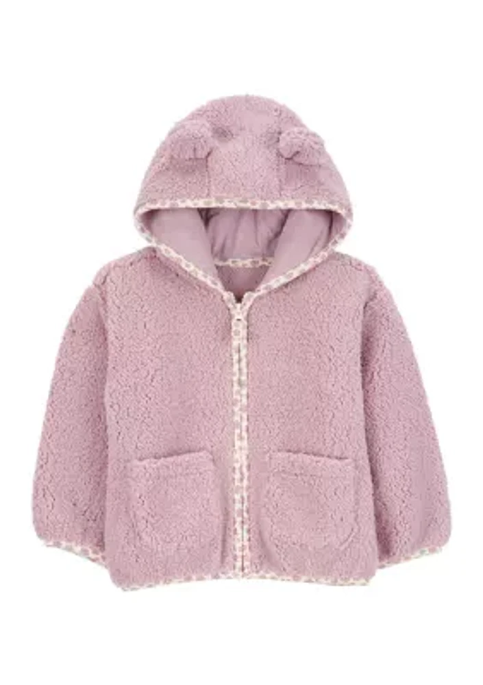 Toddler Girls Zip Front Sherpa Jacket