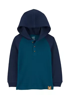 Toddler Boys Color Blocked Thermal Hooded T-Shirt