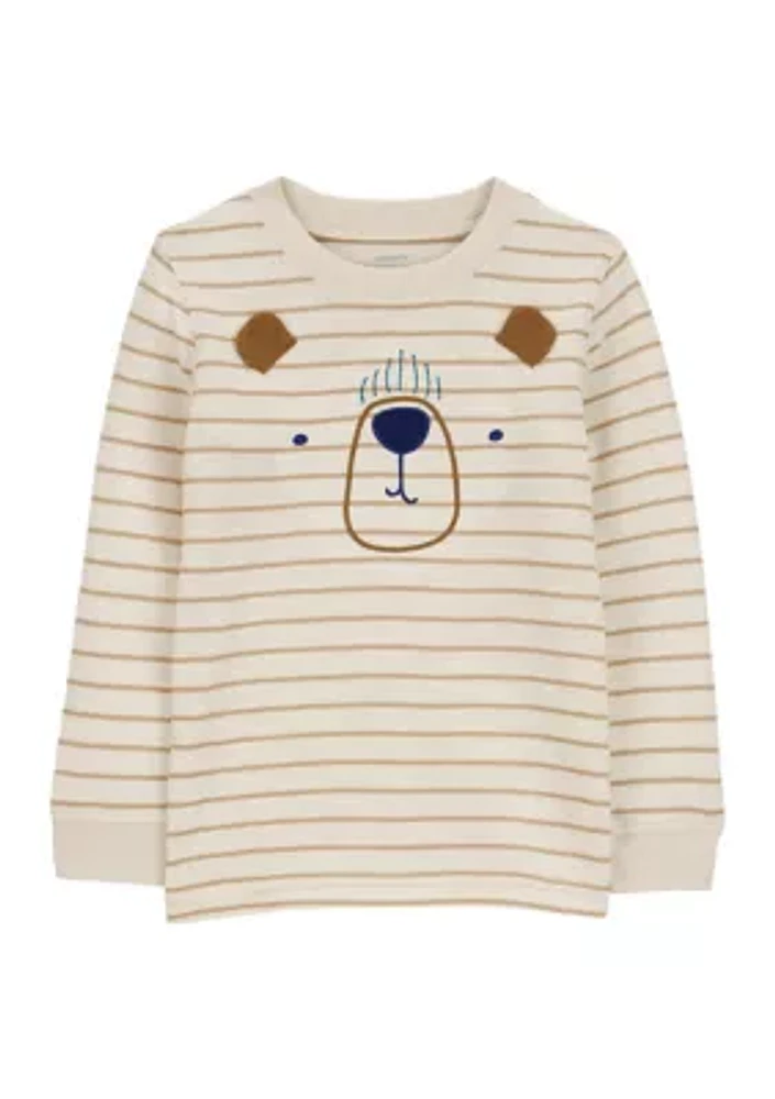 Toddler Boys Striped Bear Graphic T-Shirt