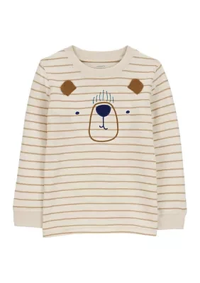 Toddler Boys Striped Bear Graphic T-Shirt