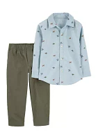 Toddler Boys Airplane Printed Shirt and Pants Set