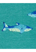 Toddler Boys Shark Printed 4 Piece Pajama Set