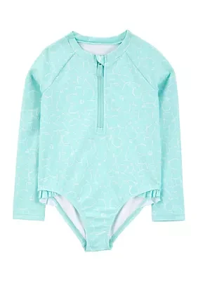 Toddler Girls Rash Guard One Piece Swimsuit