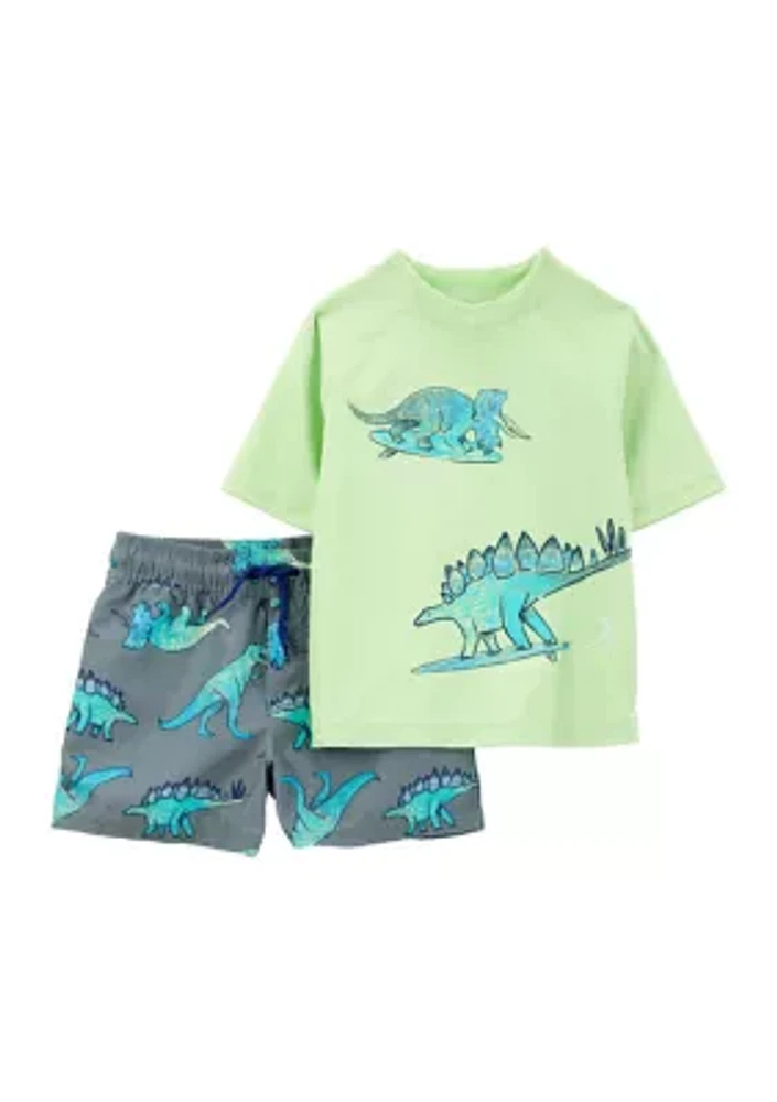 Toddler Boys 2 Piece Short Sleeve Rash Guard Swim Set