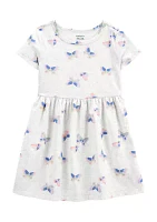 Toddler Girls Short Sleeve Butterfly Print Dress